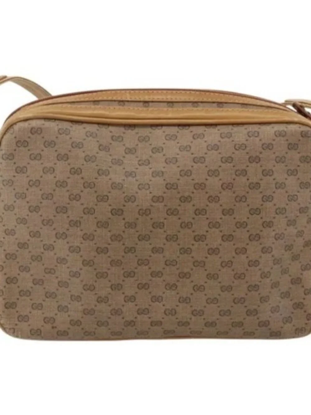 GUCCI Micro GG Supreme Shoulder Bag PVC Beige Gold 001 261 1096 Auth BA11772